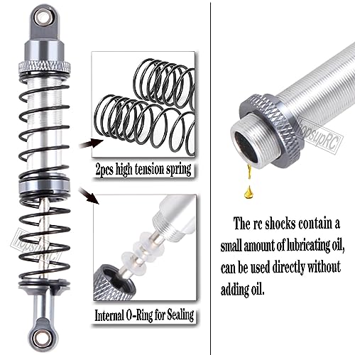 110mm 7075 RC Shocks Absorber Upgrades for 1/10 RC Hobby Cars,4PCS Aluminum Full Metal Front Rear Shocks Absorber Damper,Titanium - size: 110 MM (4.33 in)