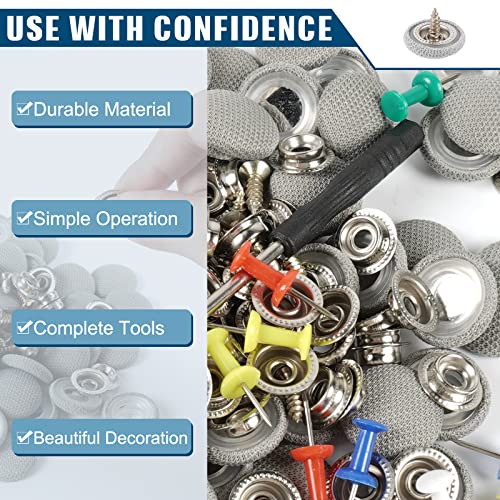 OTUAYAUTO 60PCS Car Roof Headliner Repair Kit | Auto Roof Snap Rivets Retainer Roof Flannelette Fixed Buckle with Installation Tool, for Truck, SUV, UV, Car (Gray) - size: 60Pcs 6 Sizes Repair Kits for Truck SUV UV Car