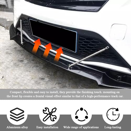 2PCS Front Bumper Lip Splitter Diffuser Strut Rod, Adjustable 8"-11" Front Bumper Lip Rod Tie Support Bar, Universal Bumper Protector Splitter Support Rod for Most Vehicle (Silver)
