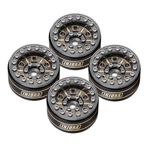 INJORA Brass 1.0 Beadlock Wheel- Negative Offset 3.15mm Wheels for 1/18 TRX4M SCX24 Gladiator Bronco C10 JLU Deadbolt Axial 1/24 Crawler(Grey) - color: Grey
