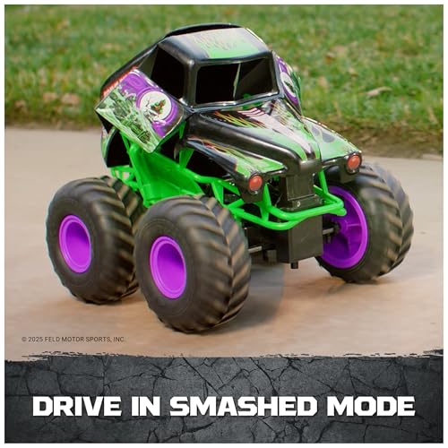 Monster Jam Smash & Bash Grave Digger RC Truck 1:15 Scale Vehicle | Includes 1 Repairable RC Truck, Crash and Rebuild with a Button Press, Indoor & Outdoor Action, Toys for Ages 4 and Up