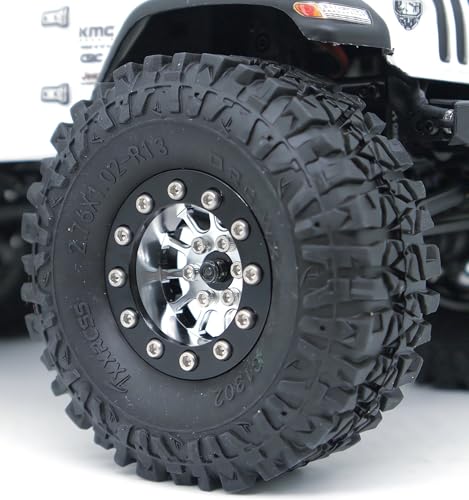 1.3 Beadlock Wheels & Brass Rim 46.5g Offset-3mm for 1/18 1/24 RC TF (Silver Black) - color: Silver Black