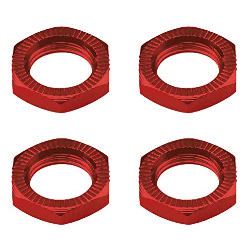 HobbyPark Aluminum 17mm Wheel Nuts with Hex Wrench for Arrma Typhon Kraton 6S 3S Traxxas E-Maxx E-Revo 1/8 RC Cars Monster Trucks Off Road Buggy, 4pcs (with Red Nuts)