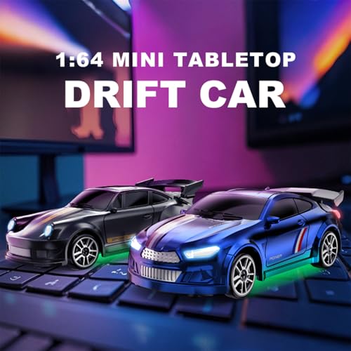 1:64 Scale Mini RC Drift Car with Gyro Full Proportional RTR 2.4Ghz Remote Control with RGB Lights (05-Black) - style: 05-Black