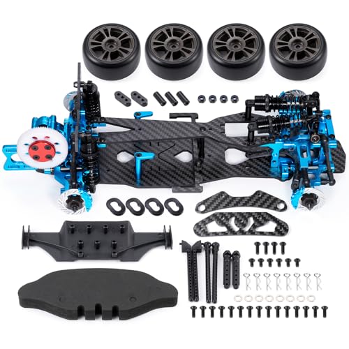 MORLORDY Aluminum & Carbon Fiber RC Chassis Frame Body Kit for 1/10 D5/ D5MINI+SR RC Drift Racing Car, with 4Pcs Wheels Tires Set & Shocks & Accessories (D5MINI+SR) - style: D5MINI+SR