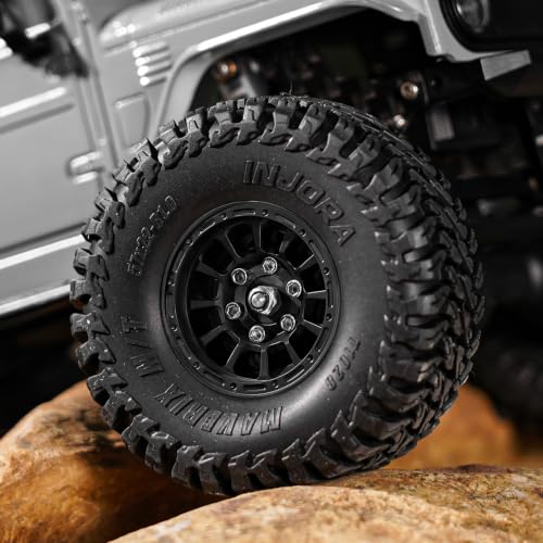 INJORA 1.0" Aluminum Beadlock Wheels 0mm Offset for 1/18 1/24 RC (Black) - color: Black