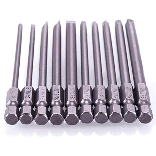 Rocaris 10pcs 1/4 Inch Hex Shank Long Magnetic Screwdriver Bits Set | 4 in Power Tools (Slotted+Cross Head) - size: 10Pcs(Slotted+Cross)