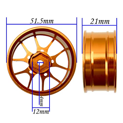 Aluminum Alloy 1/10 On-Road Racing Touring Drift Car Wheel Rims 12mm Hex Hub 26mm Width Compatible with Tamiya TT01 Kyosho RedCat Sakura D4 XIS HSP 1/10 RC Car (Glod) - color: Glod