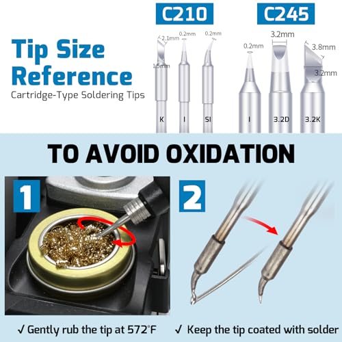 WEP 982-I Precision Soldering Iron Station with Temperature Control, Preset Channels, °C-°F Conversion, Sleep Mode, Automatic Shutdown, Calibration Functions C210 Compatible Soldering Tips
