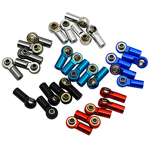 RC-Hub 10Pcs M3 Rod Ends Joint Aluminum M3 Metal Ball End Head Holder Tie for 1/10 RC D90 Axial SCX10 F350 (Titanium)