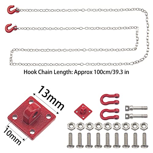 1/10 RC Metal Tow Hook with Trailer Tow Chain Buckle Shackles RC Decorations Accessories Compatible with Axial SCX10 Traxxas TRX4 90046 Tamiya CC01 D90 TF2 1/10 RC Crawler Car
