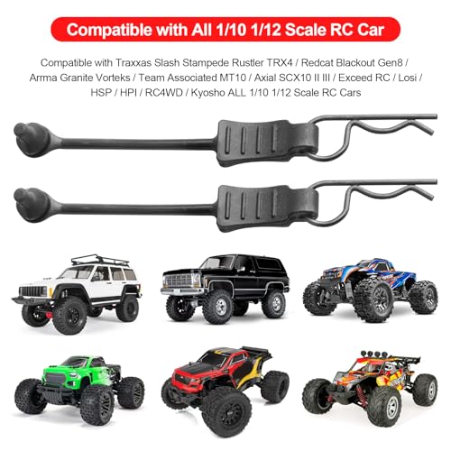 10PCS AllinRC RC Body Clips w/Pull Tabs & 4mm Hole Puncher for All 1/10 1/12 Scale Traxxas Arrma Redcat Axial Losi HSP HPI Kyosho RC Car Truck Crawler Body Shell Upgrades (1.2mm Rod Black) - size: 1.2mm Rod Black