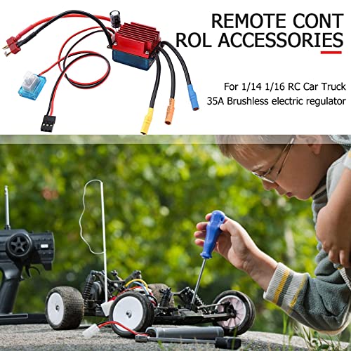 RC 35A Brushless ESC, Sensorless Brushless Motor Brushless Electric Speed Controller for 1/16 1/18 RC Car Truck Accessory
