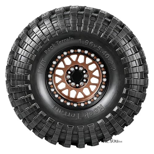 RC 2.2" Beadlock Wheels Tires Set(4PCS for 1/10 SCX10 I II 90046 AXI03007 TRX4 TRX6 VS4-10 D90 Gen7 Gen8 MST CFX RC Crawler Car,2.2 Beadlock Wheels and Tires,Aluminium Wheel Rims,Bronze - color: Bronze -(Rc Wheels Tires)