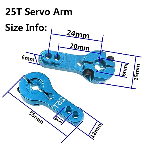 3PCS Vgoohobby 25T Aluminum Servo Horns Arms M3 Threads Metal Steering Arm Compatible with RC Car Truck Buggy Airplane,Blue
