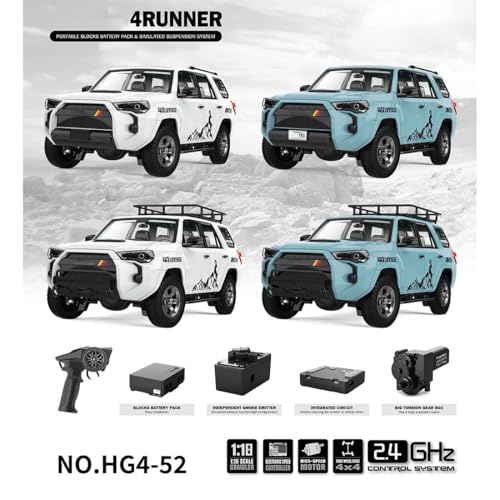 FunXylophy RC Off-Road Car, HG-52 1:18 Scale 2.4GHz Electric Brushed 4WD RC Off-Road Truck Model, Creative Car Gifts for Adults (Standard RTR Version/Blue)