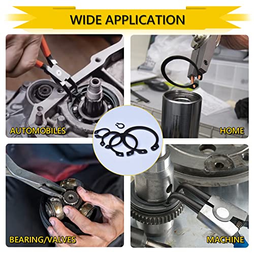 Snap Ring Set, 325Pcs Alloy Steel External Retaining Ring 15 Sizes C-Clips, Circlip Set for Axles, Shafts, and Other Moving Parts - color: Black, size: 325 pcs