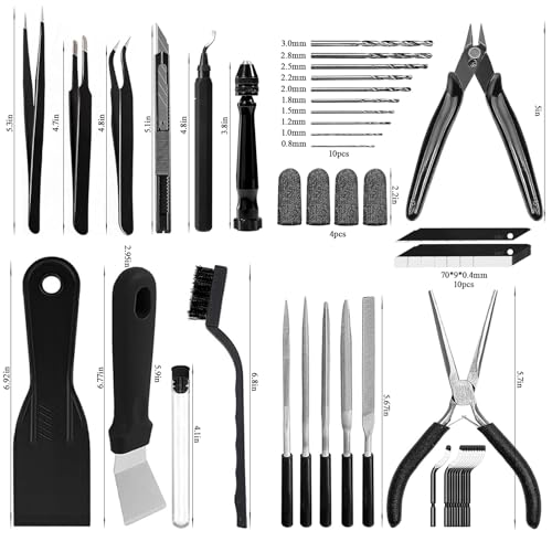 62pcs 3D Printer Tools, 3D Print Accessories Kit Includes Nozzle Cleaning Kit, Deburring Tools, Removal Tools, Needle Files, Brushes, Cutters, Craft Knife, Tweezers, Drills for 3D Prints Finishing - style: 62 Pcs