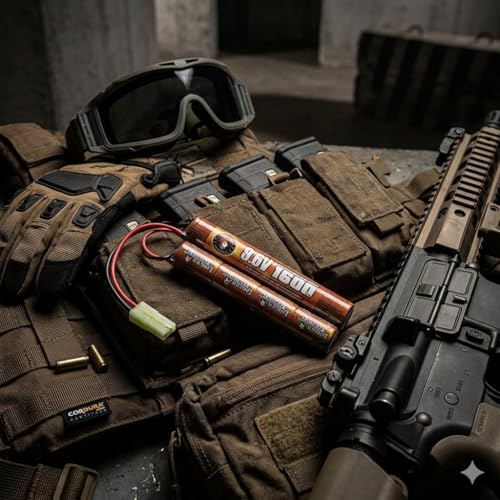 Lancer Tactical Nimh Airsoft Battery Compatible with Lancer AEG Airsoft,Pack of 2 (9.6V,1600 mAh Nunchuck)