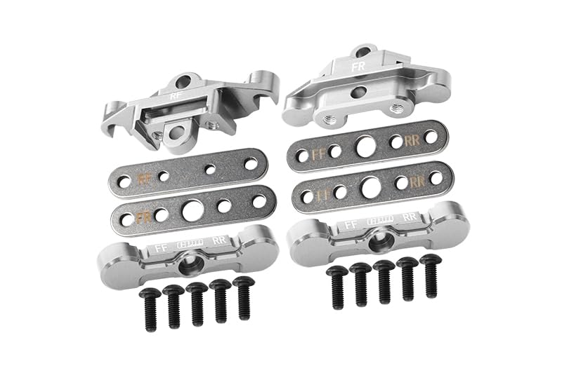 GPM 7075 Alloy Front & Rear Tie Bar Mounts & Suspension Pin Retainers for TRAXXAS 1/10 4Wd Maxx Monster Truck -89076-4 - color: Silver
