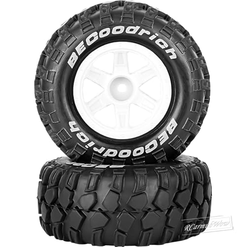 RC Wheels and Tires Off-Road Buggy Tires for 1/12 1/14 1/16 RC Off Road Monster Truck E-REVO Summit REDCAT HPI SAVAGEGT-2XS Volcano-16,1/12 1/14 1/16 Wheels Tires Set Pre-glued,White - color: White(4pcs)