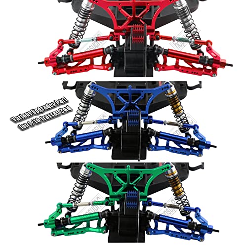Front Rear Assembled Full Metal Shocks Upgrades Part for 1/10 Rustler/Stampede VXL 2WD,Alloy Suspension A Arm,Aluminum Caster Block & Steering Blocks & Rear Stub Axle Carriers,Blue - color: Red(Shock-arm-set3)