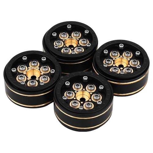1.0 Plus Brass Beadlock Wheel Rims 4PCS Wheels for All 1/24 Scale FCX24 Axial SCX24 Deadbolt C10 Gladiator 1/18 TRX4M RC Crawler Car Upgrades Parts (6 Round Shape) - style: 6 round shape