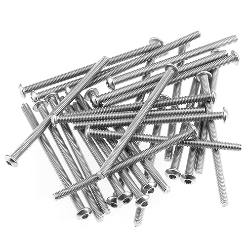 HELIFOUNER 50 Pieces M3 x 50mm, Thread Pitch 0.5mm, 304 Stainless Steel (18-8) Button Head Socket Cap Screws, Fully Threaded - size: M3 x 50mm