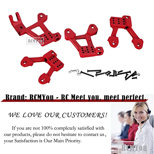 RC Shock Tower Shock Hoops Upgrades Part for 1/10 SCX10 II 90046 90047 Crawlers Truck Car,4PCS Aluminum Rear Front RC Shock Tower Shock Hops Up (Red) - color: Red