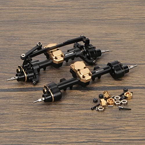 RCAWD Front Rear Portal Axle Set for Axial SCX24 Wrangler Bronco Gladiator C10 Deadbolt Crawlers Upgrade Parts (Black) - color: Black