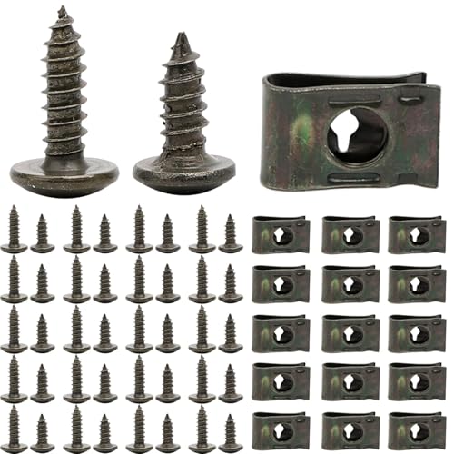Minho 200Pcs Automotive U Tape Clip Fastener Kit, 50Pcs #10 x 1/2" Self-Tapping Screw +50Pcs #10 x 5/8" Self-Tapping Screw +100Pcs U Tape Clips,Metal Body Shell Panel Plate Bracket Fastener - style: Self-tapping Screw+U Tape Clips 200PCS