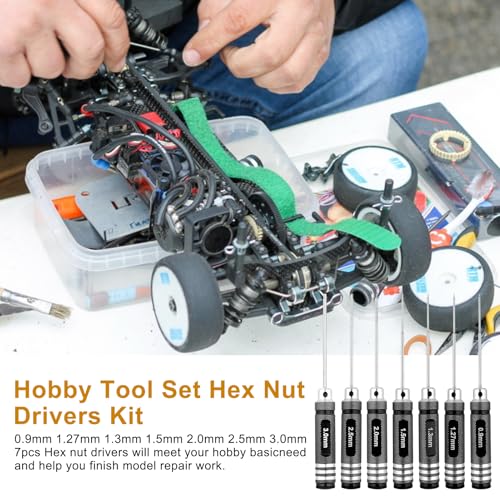 Hex Screwdriver Set 0.9mm 1.27mm 1.3mm 1.5mm 2.0mm 2.5mm 3.0mm 7pcs Allen Wrenches Set for RC Car RC Drone RC Boat RC Helicopter RC Modeling Tools