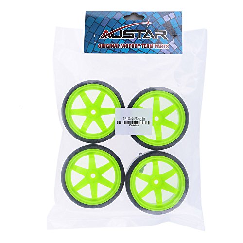 GoolRC 4PCS/Set 1/10 Drift Car Tires Hard Tyre Replacement for Traxxas HSP Tamiya HPI Kyosho On-Road Drifting Car (Green)