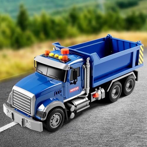 Dwi Dowellin Toddler Trucks Toys for Boys Age 3-5,Big Dump Truck with Lights and Sounds,Kids Boy Toys Christmas Birthday Gift Car - style: dump truck