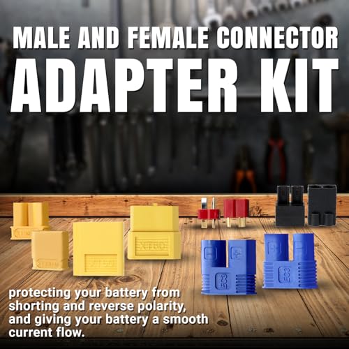 TMH 82 Pcs T-Plug EC3 EC5 XT30 XT60 XT90 Male & Female Plug Adapter Connector with Silicone Wire + Heat Shrink Tube for RC ESC Lipo Battery Motor Accessories (82 PCS) - size: 82 Pcs