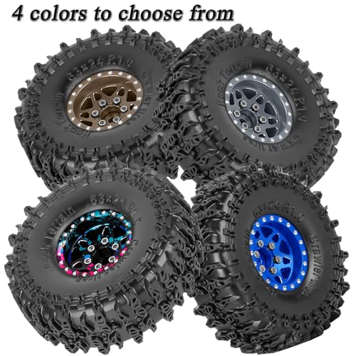 for SCX24 TRX4M 1/24 1/18 RC Crawler Car,Aluminum 1.0" Beadlock Wheel Tires Wheel Hub Wheels Rim 4PCS 1.0in Beadlock Wheel Rims Heavy Duty Rim,Navy Blue - color: (4PCS)Navy Blue