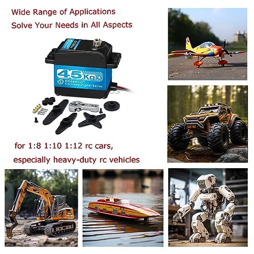 45KG High Torque Servo 8.4V Coreless RC Steering Servo Motors Stainless Steel Gear Low Profile Waterproof for 1/8 1/10 1/12 Scale Cars DIY Robotic - 270 Degree - size: 45KG-270°