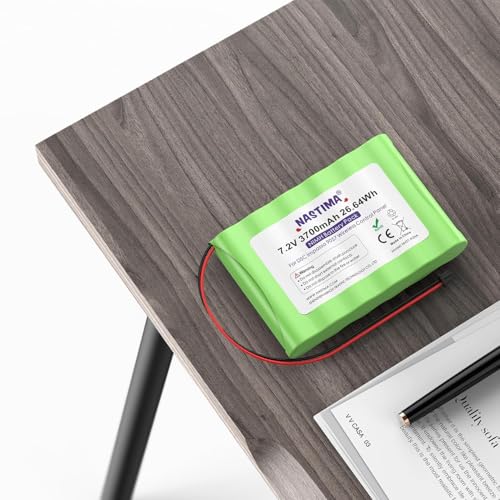 NASTIMA 7.2V NIMH Battery Replacement for ADT DSC IMPASSA 9057 | 3700mAh batterty replacement for SCW9055 SCW9057 BH7236-SS 17000145 17000152 Wireless Home Security System - size: Black 2 Prong