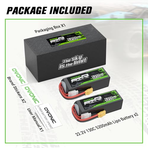 OVONIC 6S LiPo Battery 5200mAh 22.2V 130C RC Battery XT90 Connector