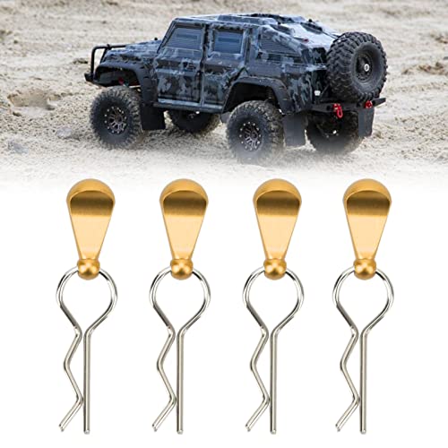 4Pcs RC Car Body Clips with Pull Tabs, Stainless Steel Universal Car Clips for 1 8 1 10 Remote Control Car Upgrade Parts (Gold) - color: Gold