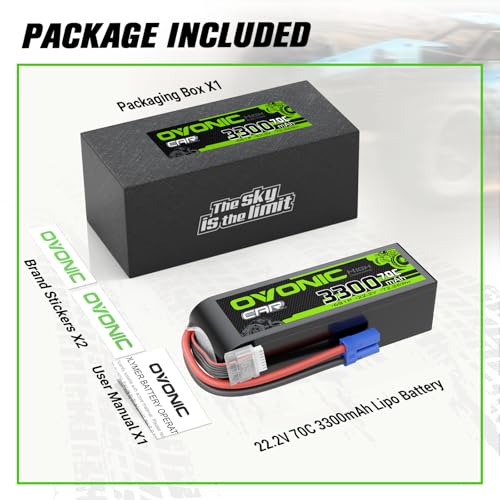 OVONIC 22.2V 70C 3300mAh 6S Lipo Battery with EC5 Plug for RC Car Boat Truck Helicopter Airplane Racing Models