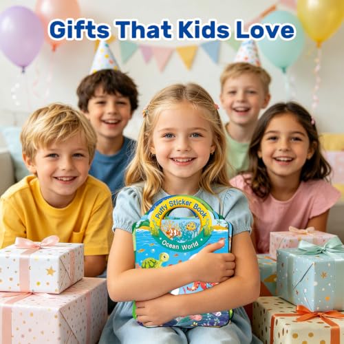 Elfew 6Pack Reusable Sticker Books for Toddlers 2-4 3-5 | 3D Puffy Stickers, 6 Themes, Waterproof, Mess-Free Sticker Activity Book, Travel Toys Birthday Gifts for Boys Girls - color: 3d Reusable Sticker Books