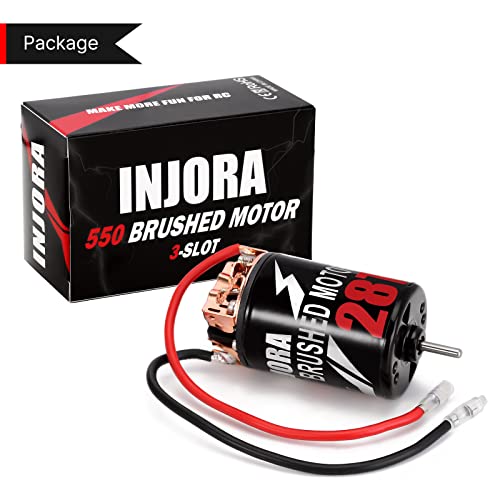 INJORA 550 Brushed Motor Waterproof 3-Slot 28T Motor for 1/10 Scale RC Car Crawler Truck Buggy Axial SCX10 AXI03007 JL 90046 TRX4 TRX6 (INM09) - size: 28T