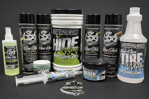 CowRC Moo-Slick Silicone Spray RC Lube & Protectant | 12oz Non-Toxic Silicone Lubricant for Tires, Plastics, Bearings & Seal Protecting RC Vehicles. Cow RC
