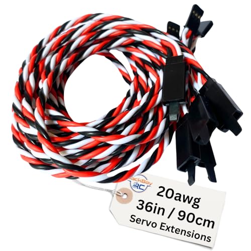 BackBayRC - 20awg Servo Extension Wire w/Safety Clip - 100 Strands for RC Vehicles, Drones, E-Bikes - 7 Lengths / 5 Wires per Pack (90CM / 36in) - style: 90CM / 36in