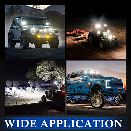 BUNKER INDUST Side Shooter LED Light Pods Wiring Harness Kit, 2 Pcs 4" Spot Flood LED Light Bar 60W Work Light Waterproof Cube Lights Off-Road Driving Bumper Light for ATV UTV Truck Boat Tractor - size: 4 Inch
