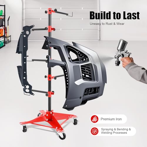 AutoBody Panel Paint Stand, Center Post Hang Paint Spray Stand with 4 Lockable Wheels & 6 Adjustable Hook Levers, Spray Tree Holder for Automotive Doors, Bumpers, Fenders, Hoods (18.5*18.5*47.24in) - size: 47x47x120cm