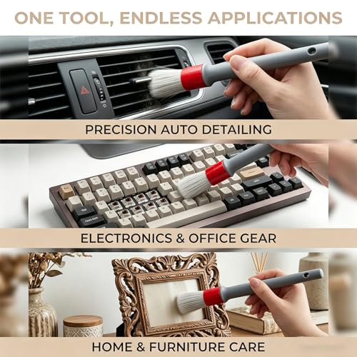 3 PCS Car Detailing Brush, Scratch-Free Boar Hair Cleaning Tool Auto Detail Brushes, Universal Vehicle Interior Cleaner Soft Bristles for Cleaning Wheels Engine Air Vents - color: 3 PCS