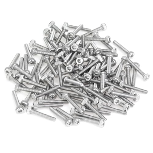 105 Pieces M2.5 x 12mm Socket Head Cap Screws, Thread Pitch 0.45mm, Sutemribor M2.5 Screws, 304 Stainless Steel, Fully Threaded, Silver - size: M2.5 x 12mm, style: Socket Head