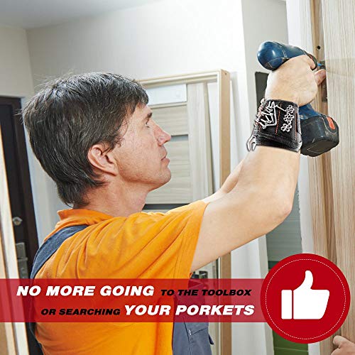 GOOACC G0010A 2 Pack 15 Magnetic Wristband Holding Screws Nails Drill Bits Gadgets Tools Gift for Men Him Dad DIY Handyman Electrician Husband, 2 Pack - color: Black 2 Pack